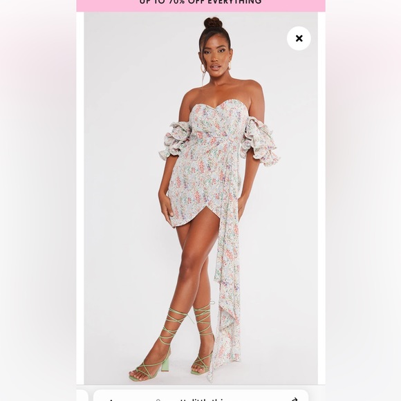 BNWT Pretty Little Thing Multi-Colour Off the Shoulder Dress - Size 2 - Picture 5 of 8